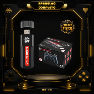 game stick gd10 64gb / 128gb tunado – sistema atualizado das gringas shop – com cartão sandisk original – console retrô