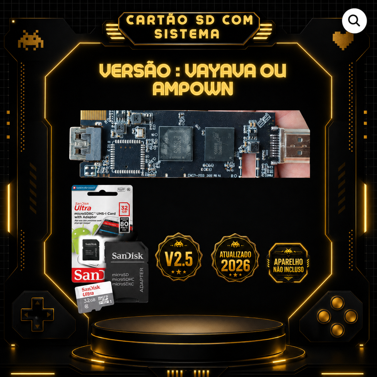 Cartão Sd Para Game Stick GD10 4.6 VAYAVA OU AMPOWN V2.5 2026