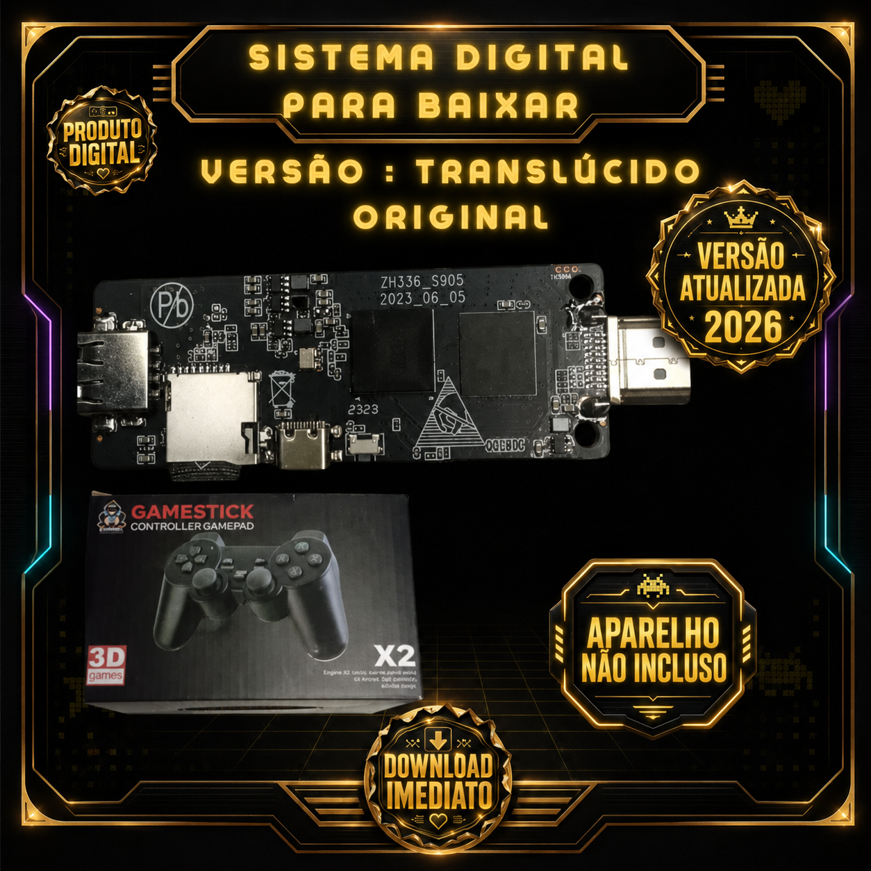 Imagem Para Game Stick GD10 4.6 GORILA TRANSLÚCIDO ORIGINAL (S905M/S905X) V2.5 2026