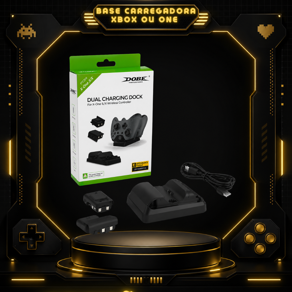 Base Carregadora Dupla DOBE para Controle Xbox One S e Xbox One X