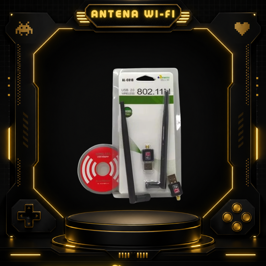 Adaptador Antena Wireless 300mbps Wifi Rede Usb 2.0 802iin