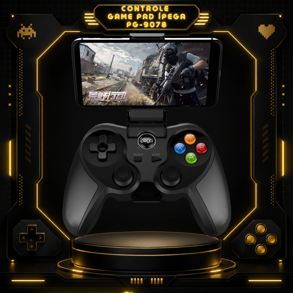 Controle Joystick Bluetooth IPEGA 9078 para Android, iOS, PS3, PS4, Smart TV e Tablets