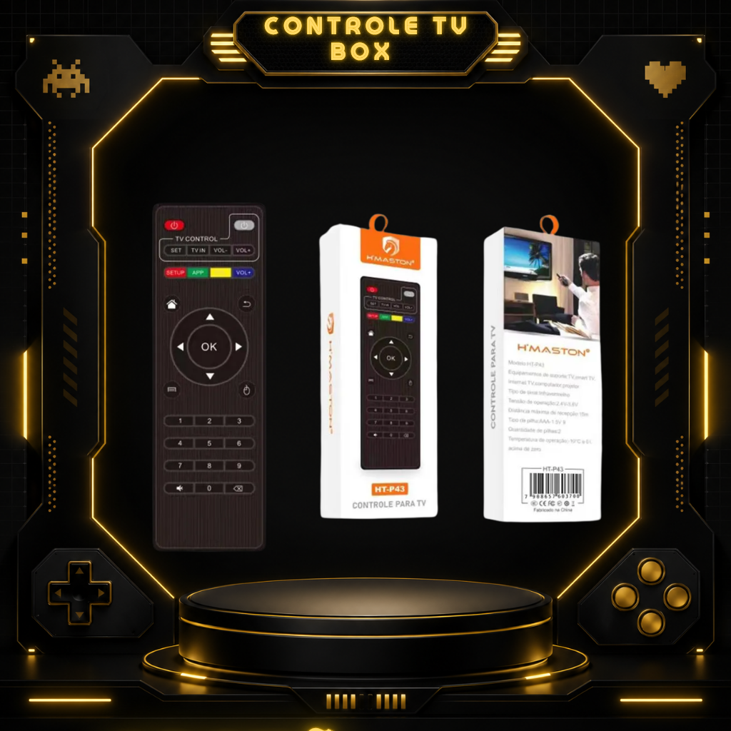 Controle Remoto Universal H-Maston HT-P43 para TV Box MXQ, TX9, TX3 Mini e Modelos Compatíveis