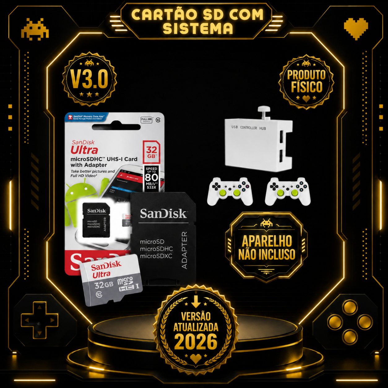 Cartão Sd Para Game Stick Y7 V3.0 2026